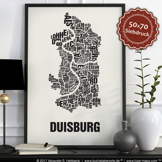 Buchstabenort Duisburg Stadtteile-Poster Typografie Buchstabenort Duisburg Stadtteile-Poster Typografie