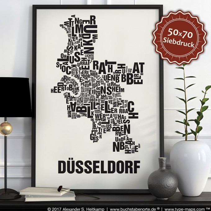Buchstabenort Düsseldorf Stadtteile-Poster Typografie Buchstabenort Düsseldorf Stadtteile-Poster Typografie