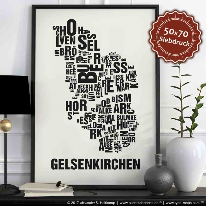 Buchstabenort Gelsenkirchen Stadtteile-Poster Typografie Buchstabenort Gelsenkirchen Stadtteile-Poster Typografie