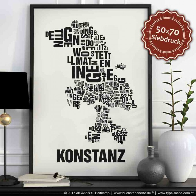 Buchstabenort Konstanz Stadtteile-Poster Typografie Buchstabenort Konstanz Stadtteile-Poster Typografie