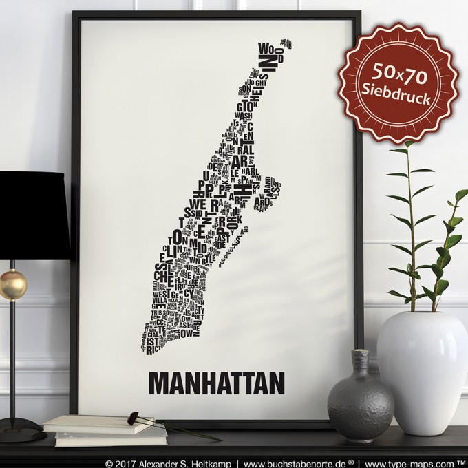 Buchstabenort Manhattan Stadtteile-Poster Typografie Buchstabenort Manhattan Stadtteile-Poster Typografie