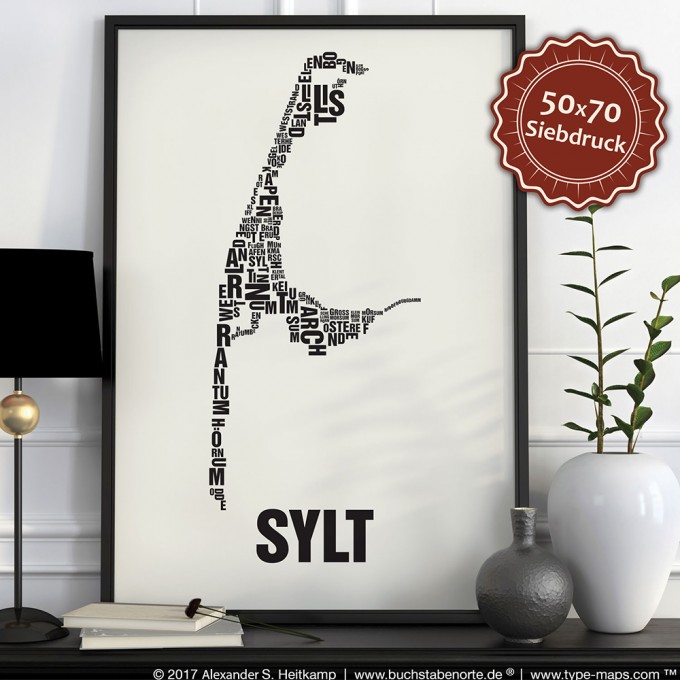 Buchstabenort Sylt Stadtteile-Poster Typografie Buchstabenort Sylt Stadtteile-Poster Typografie