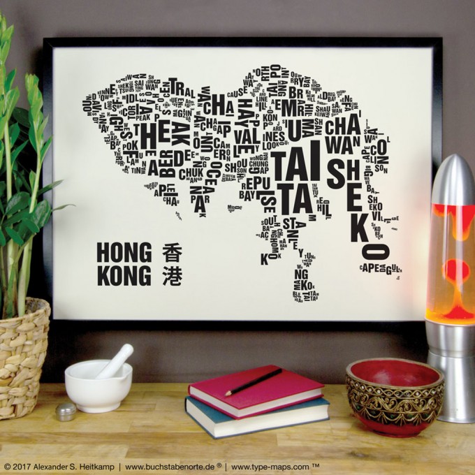 Buchstabenort Hong Kong Stadtteile-Poster Typografie Buchstabenort Hong Kong Stadtteile-Poster Typografie