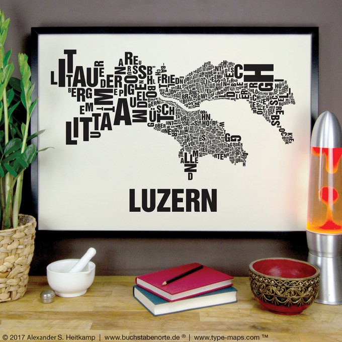 Buchstabenort Luzern Stadtteile-Poster Typografie Buchstabenort Luzern Stadtteile-Poster Typografie