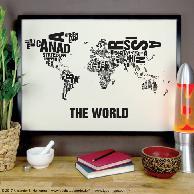 Buchstabenort The World Stadtteile-Poster Typografie Buchstabenort The World Stadtteile-Poster Typografie