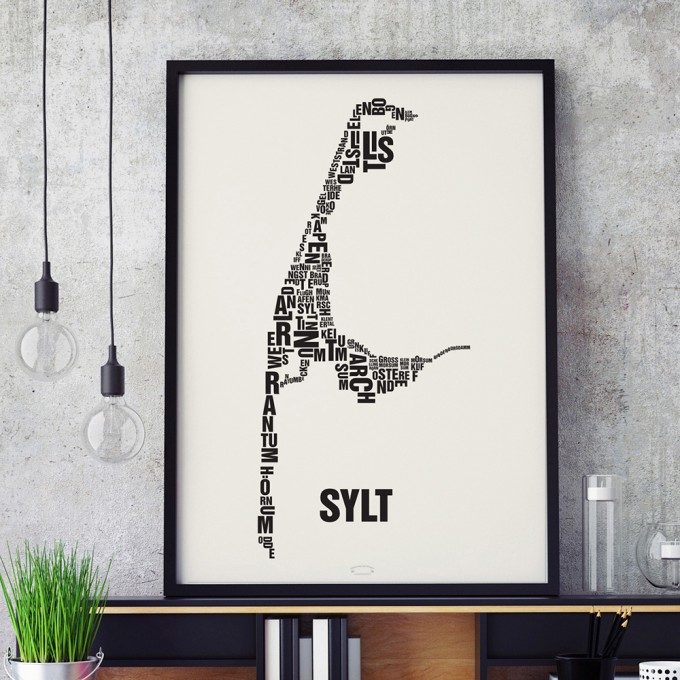 Buchstabenort Sylt Stadtteile-Poster Typografie Siebdruck Buchstabenort Sylt Stadtteile-Poster Typografie Siebdruck