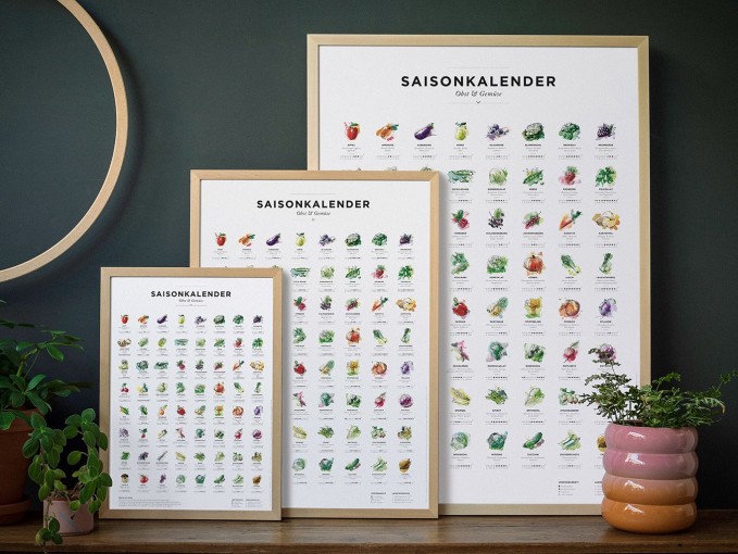 Saisonkalender Obst & Gemüse im Garten, Dekoration Küche, Wandkalender als wall decor, Poster / Plakat in Farbe (ohne Rahmen) Saisonkalender Obst & Gemüse im Garten, Dekoration Küche, Wandkalender als wall decor, Poster / Plakat in Farbe (ohne Rahmen)