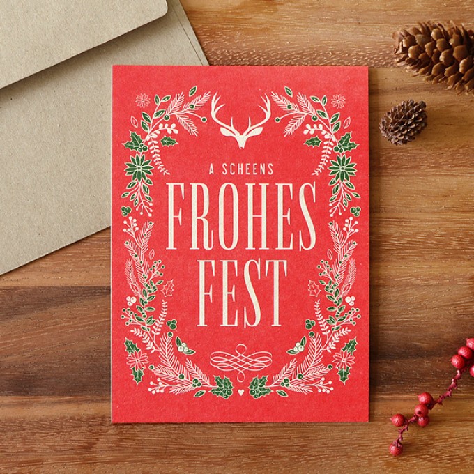 HEIMATFORMAT Bayerische WeihnachtskarteFROHES FEST // Inkl. Naturpapier-Kuvert HEIMATFORMAT Bayerische WeihnachtskarteFROHES FEST // Inkl. Naturpapier-Kuvert