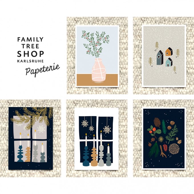 Family Tree Shop Postkartenset "Weihnachten auf Skandinavisch" / 5 Stück Family Tree Shop Postkartenset "Weihnachten auf Skandinavisch" / 5 Stück