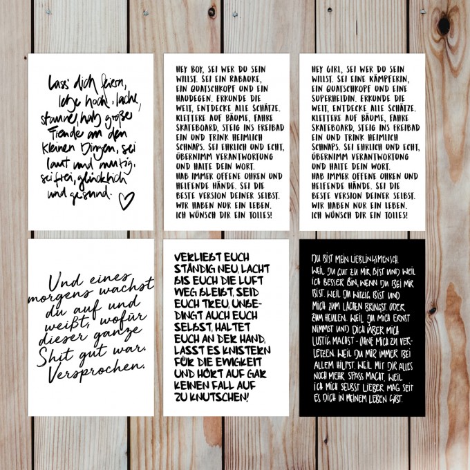 Love is the new black – Postkarten Set "Text"