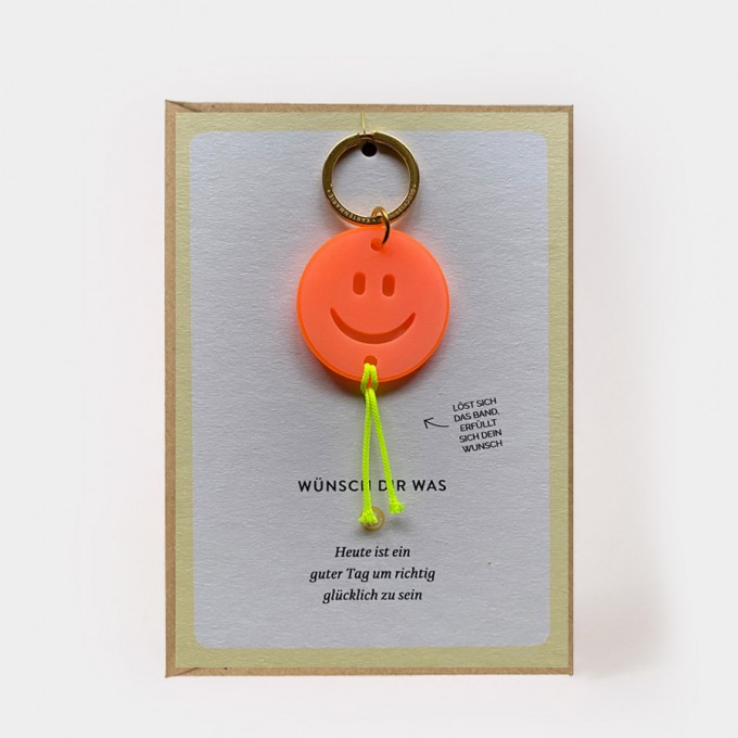 Wünsch dir was - Schlüsselanhänger mit Postkarte | Smiley | kartenmarie