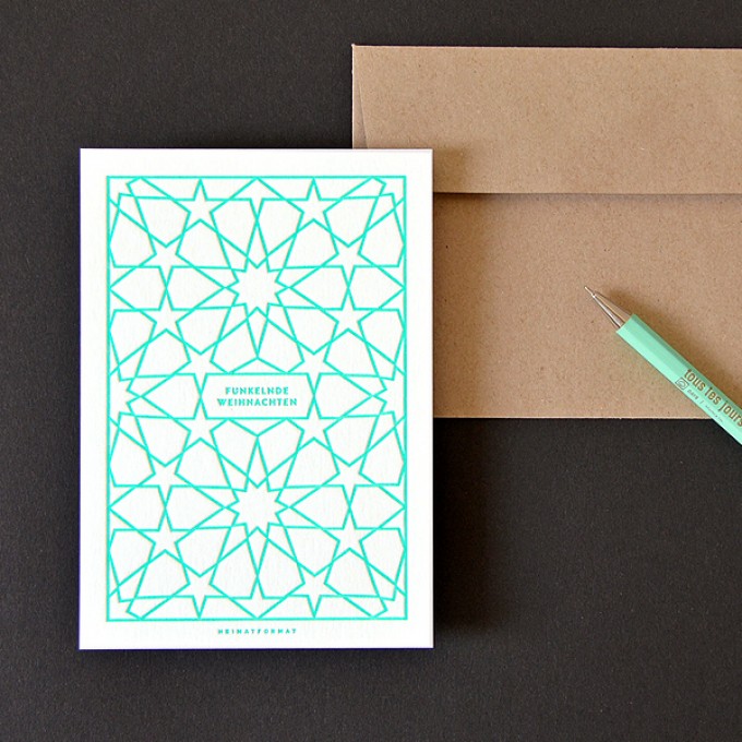 HEIMATFORMAT Sternenhimmel Letterpress mint // Inkl. Naturpapier-Kuvert HEIMATFORMAT Sternenhimmel Letterpress mint // Inkl. Naturpapier-Kuvert