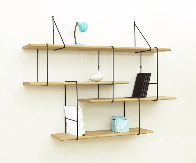 LINK shelving system setup01 oak/black LINK shelving system setup01 oak/black