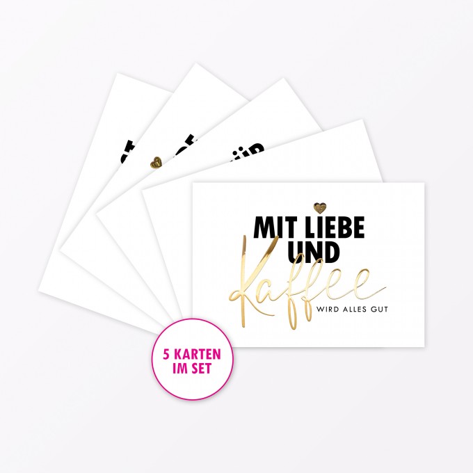 TYPOP
5-teiliges Set Postkarte „Kaffee“ A6 mit Goldfolie TYPOP
5-teiliges Set Postkarte „Kaffee“ A6 mit Goldfolie