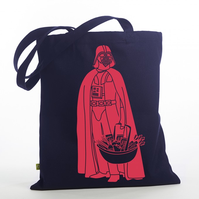 Frau Schnobel Grafik Einkaufsbeutel "Darth" blau / roter Druck Frau Schnobel Grafik Einkaufsbeutel "Darth" blau / roter Druck