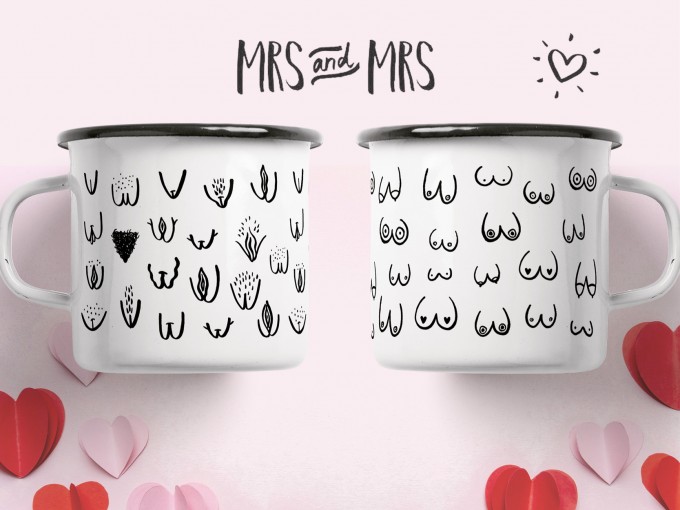 typealive / Emaillebecher Tasse / Set "Mrs & Mrs" typealive / Emaillebecher Tasse / Set "Mrs & Mrs"