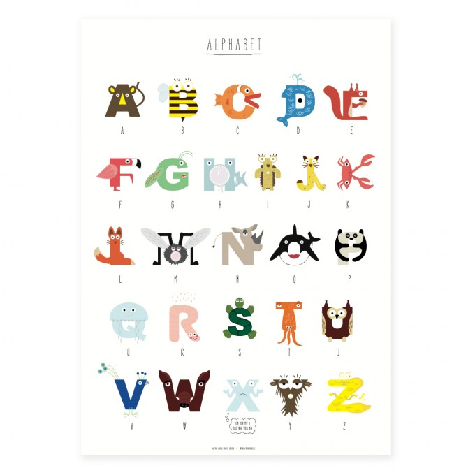 Edith schmuckes Papier "Tieralphabet" Poster A2 Edith schmuckes Papier "Tieralphabet" Poster A2