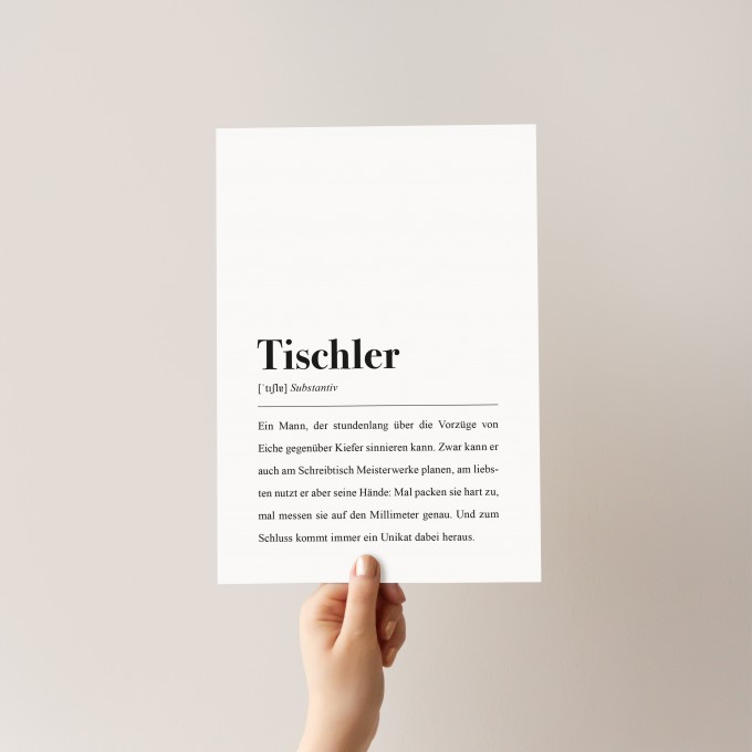 Tischler Poster DIN A4: Tischler Definition - Pulse of Art Tischler Poster DIN A4: Tischler Definition - Pulse of Art
