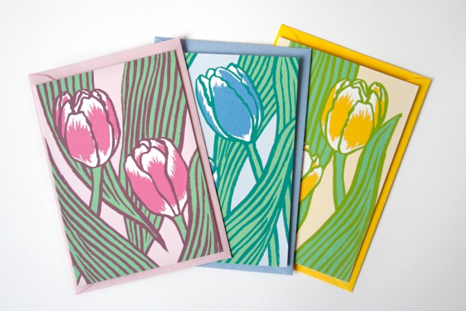 3er Set Grußkarten Tulpen // Papaya paper products