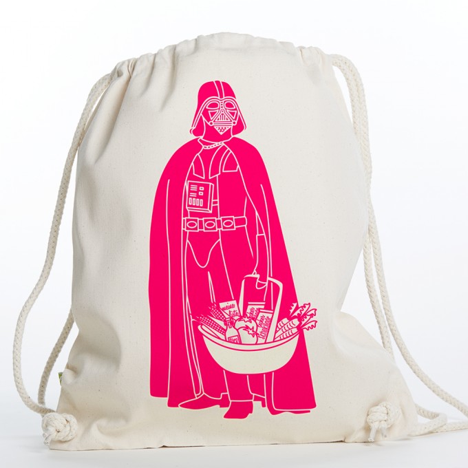 Frau Schnobel Grafik Turnbeutel "Darth" Natur / NEON pink Frau Schnobel Grafik Turnbeutel "Darth" Natur / NEON pink