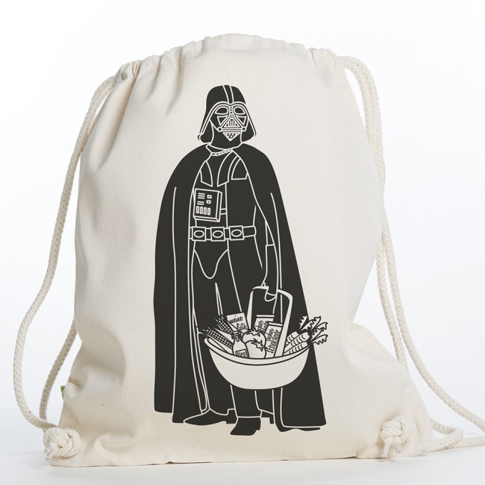 Frau Schnobel Grafik Turnbeutel "Darth" Natur / Schwarz Frau Schnobel Grafik Turnbeutel "Darth" Natur / Schwarz