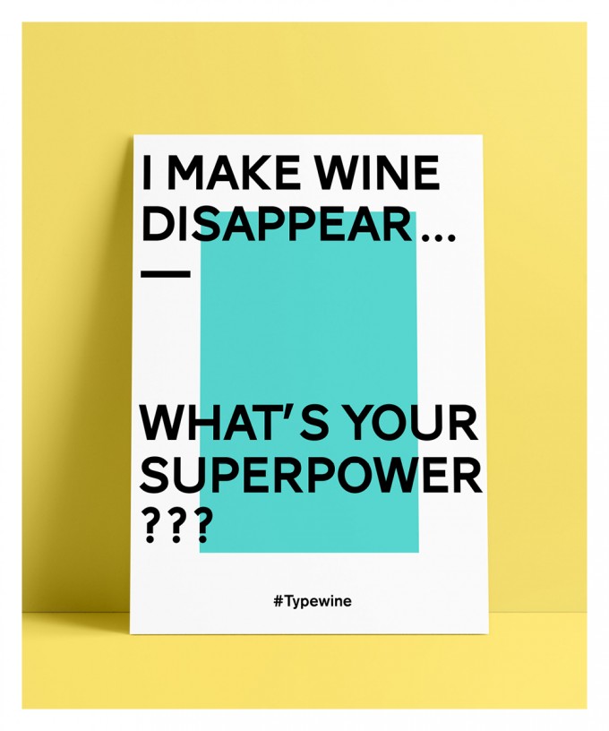 Typo Poster A2 Artprint mit Weinspruch „Superpower“ von Typewine