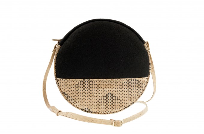 UlStO – MACRA Handtasche Rund Schwarz Muster Kork vegan UlStO – MACRA Handtasche Rund Schwarz Muster Kork vegan