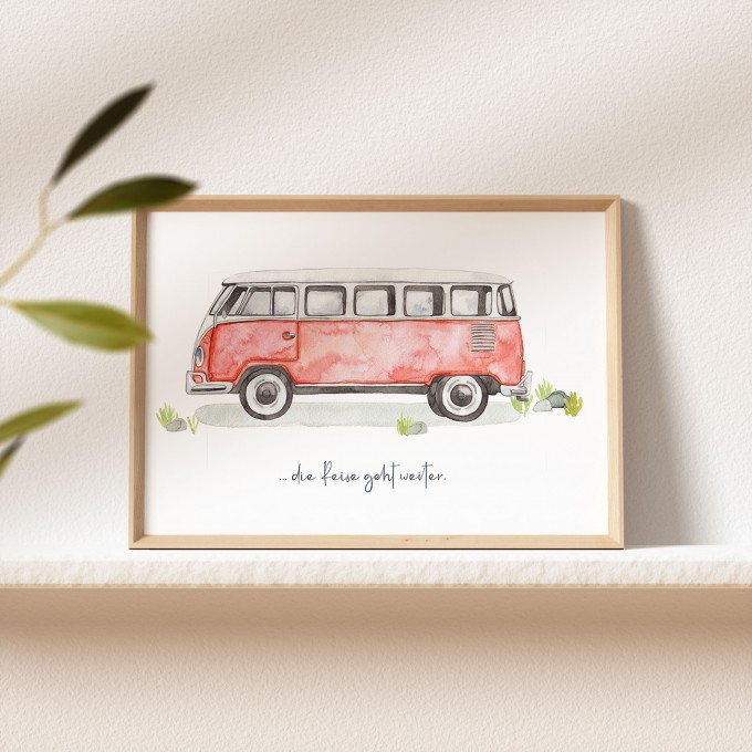 Paperlandscape | Kunstdruck | Camper | vanlife | VW Bulli T1 | verschiedene Größen | rot Paperlandscape | Kunstdruck | Camper | vanlife | VW Bulli T1 | verschiedene Größen | rot