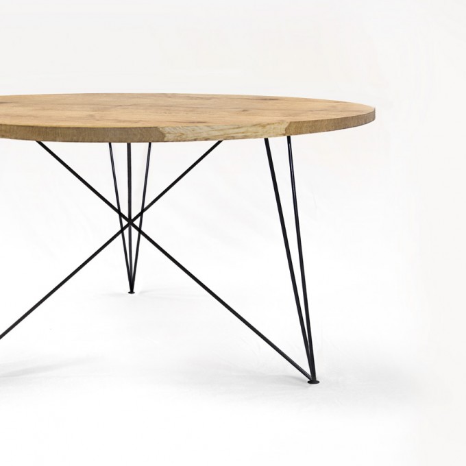 NUTSANDWOODS Oak Steel Table Round NUTSANDWOODS Oak Steel Table Round