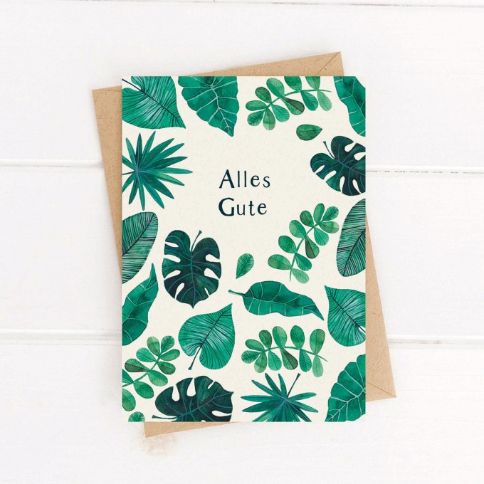 Paperlandscape | Faltkarte | Alles Gute | tropische Blätter | Monstera | Dschungel Paperlandscape | Faltkarte | Alles Gute | tropische Blätter | Monstera | Dschungel
