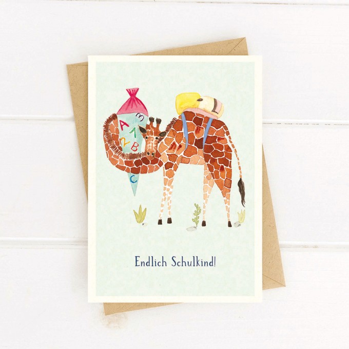 Paperlandscape | Faltkarte | Endlich Schulkind | Giraffe | Einschulungskarte Paperlandscape | Faltkarte | Endlich Schulkind | Giraffe | Einschulungskarte