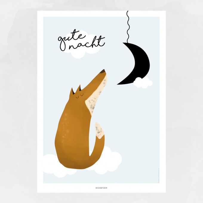 designfeder | Poster Gute Nacht kleiner Fuchs | Junge designfeder | Poster Gute Nacht kleiner Fuchs | Junge