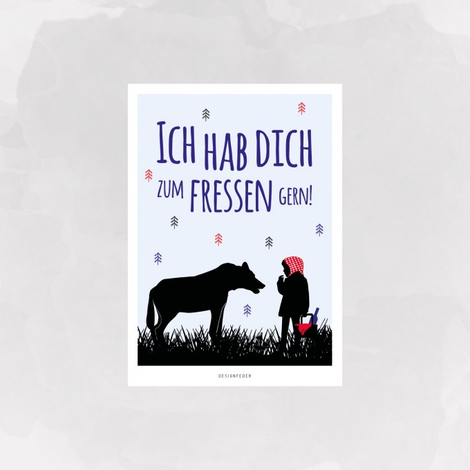 designfeder | Postkarte Ich hab dich zum fressen gern designfeder | Postkarte Ich hab dich zum fressen gern