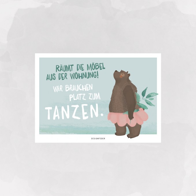 designfeder | Postkarte Tanzbär designfeder | Postkarte Tanzbär