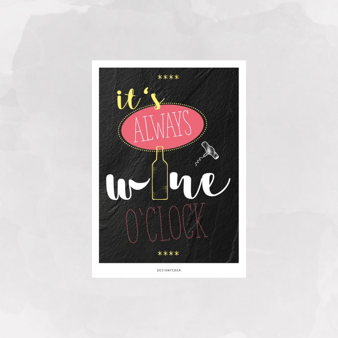 designfeder | Postkarte wine o'clock designfeder | Postkarte wine o'clock