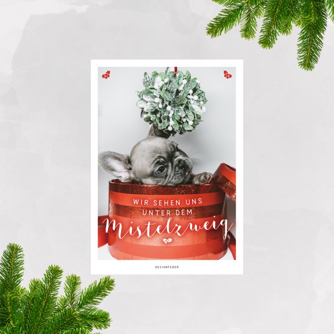 designfeder | Weihnachts-Postkarte Mistelzweig designfeder | Weihnachts-Postkarte Mistelzweig