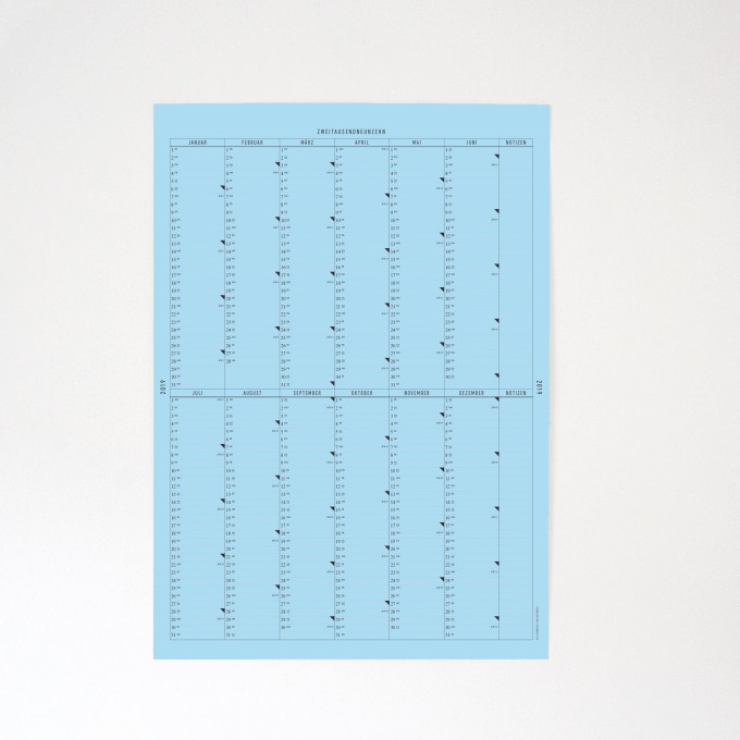 Der A2 Wandkalender 2019 / blau Der A2 Wandkalender 2019 / blau
