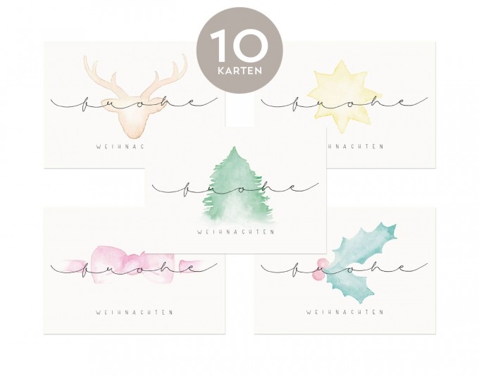 Design Verlag – 10 x Weihnachtskarten mit Wasserfarbe und Handlettering Design Verlag – 10 x Weihnachtskarten mit Wasserfarbe und Handlettering