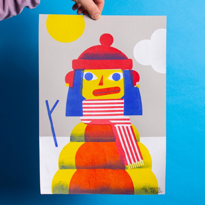 Martin Krusche - Schablonendruck »Wintermädchen«, DINA3