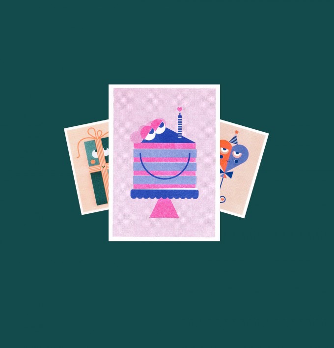 3 Geburtstagskarten Grußkarten / verschiedene Motive / The Happy Club