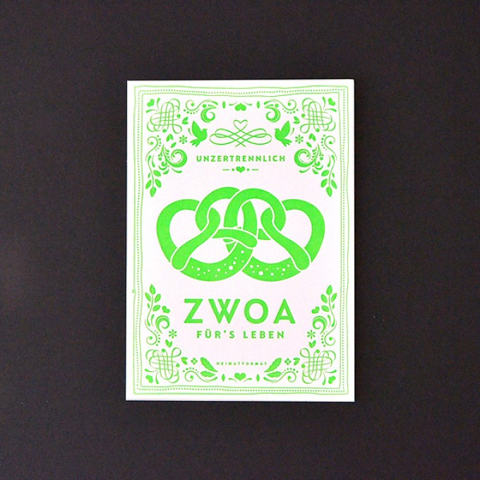ZWOA Neon-Letterpress // inkl. Naturpapierkuvert ZWOA Neon-Letterpress // inkl. Naturpapierkuvert