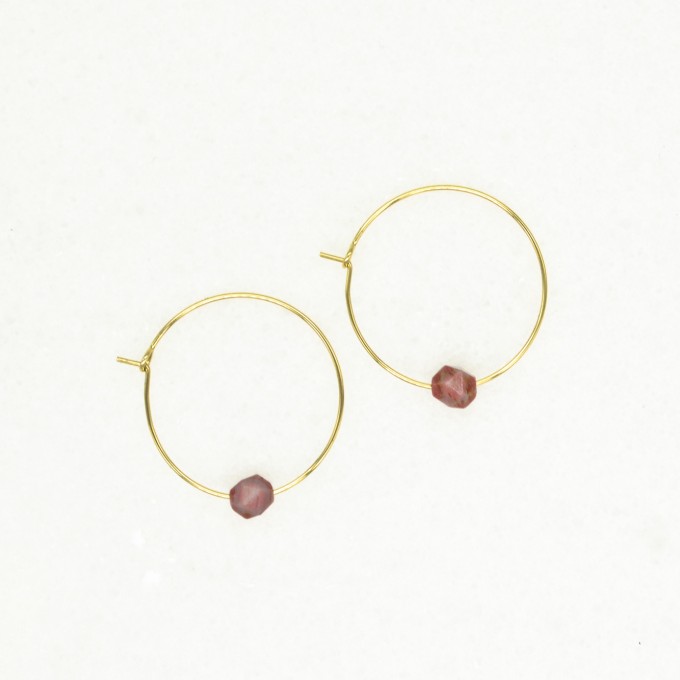 Gudbling // Vergoldete Kreolen mit Rhodochrosit Gudbling // Vergoldete Kreolen mit Rhodochrosit