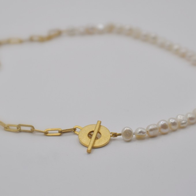 Perlenkette "Halb-Geknebelt" aus Silber von DOPPELLUDWIG