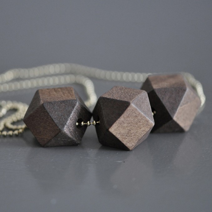 nahili KETTE "geometric wood" geometrische, minimale Holzkette (gold, silber oder bronze)