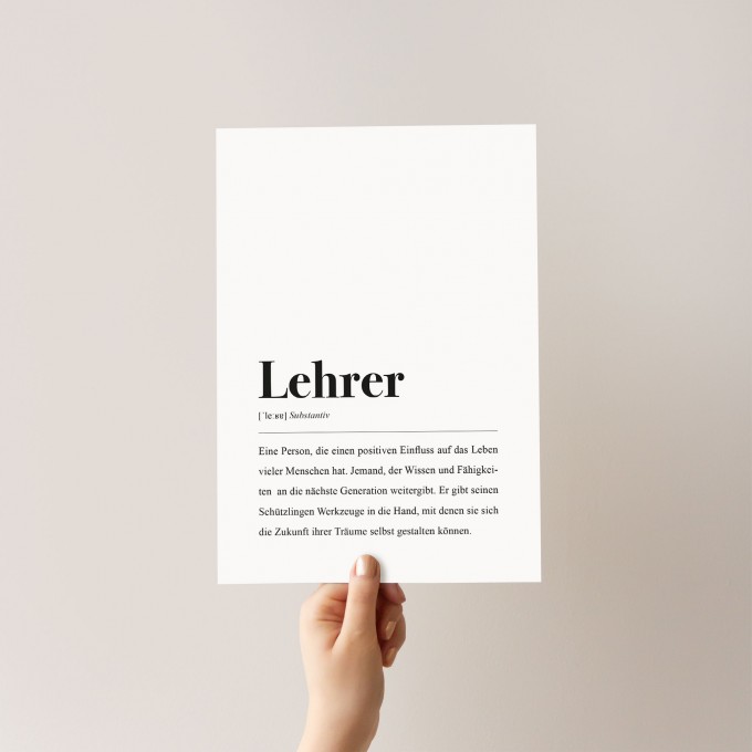 Lehrer Definition - Poster 21 x 29.7 cm