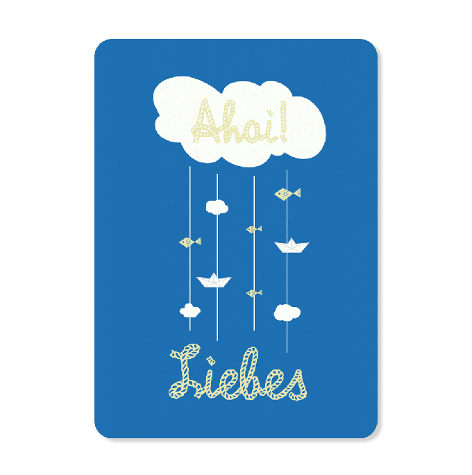 Edith schmuckes Papier "Ahoi Liebes Blau" Postkarte Edith schmuckes Papier "Ahoi Liebes Blau" Postkarte