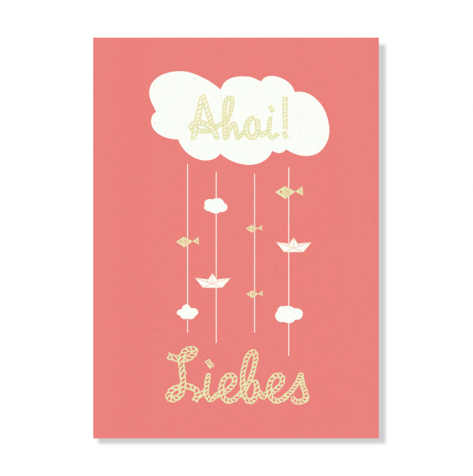 Edith schmuckes Papier "Ahoi Liebes Rosa" Postkarte Edith schmuckes Papier "Ahoi Liebes Rosa" Postkarte
