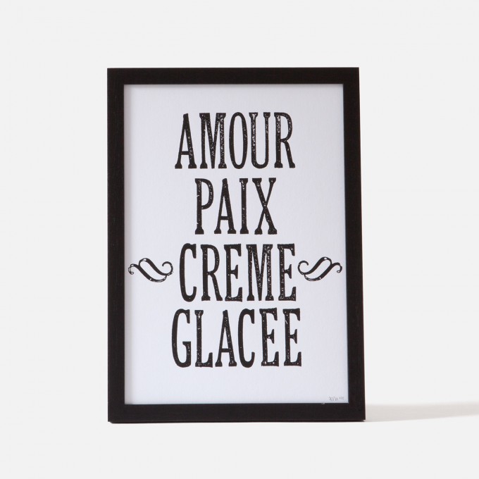 Bon Matin Siebdruck Amour Paix Creme Glacee Blk/Wht Bon Matin Siebdruck Amour Paix Creme Glacee Blk/Wht