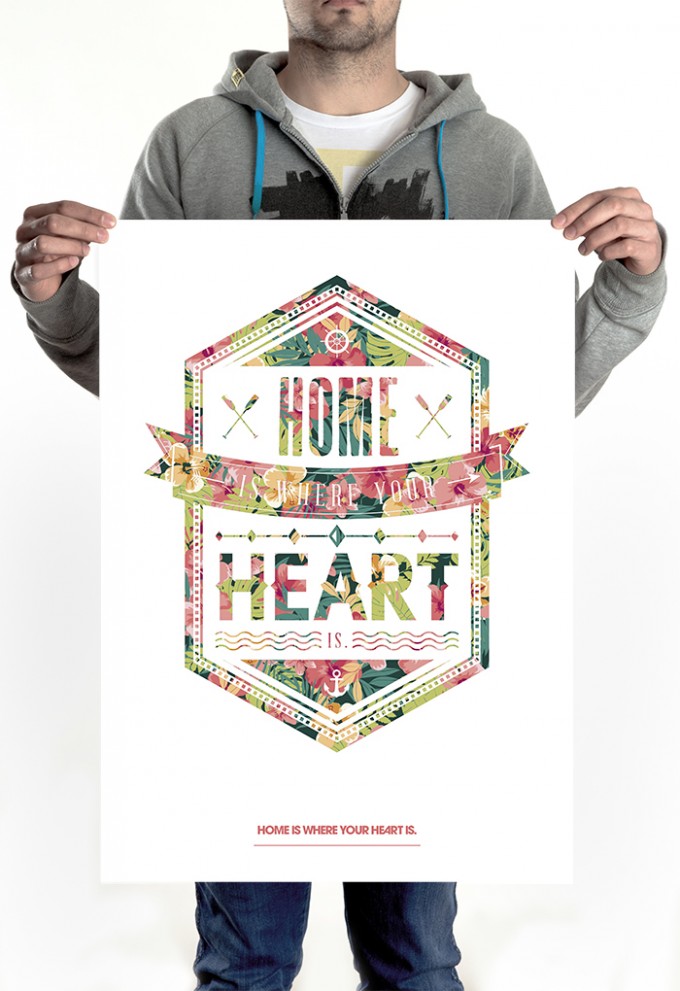 HOME IS WHERE YOUR HEART IS. - HERE AND NOW ALOHA POSTER (50 x 70 cm)