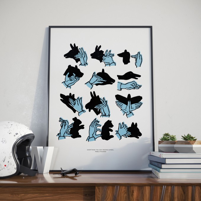 Megumi Shadow Puppets blue -- 50 x 70 cm Kinderzimmer Poster Megumi Shadow Puppets blue -- 50 x 70 cm Kinderzimmer Poster